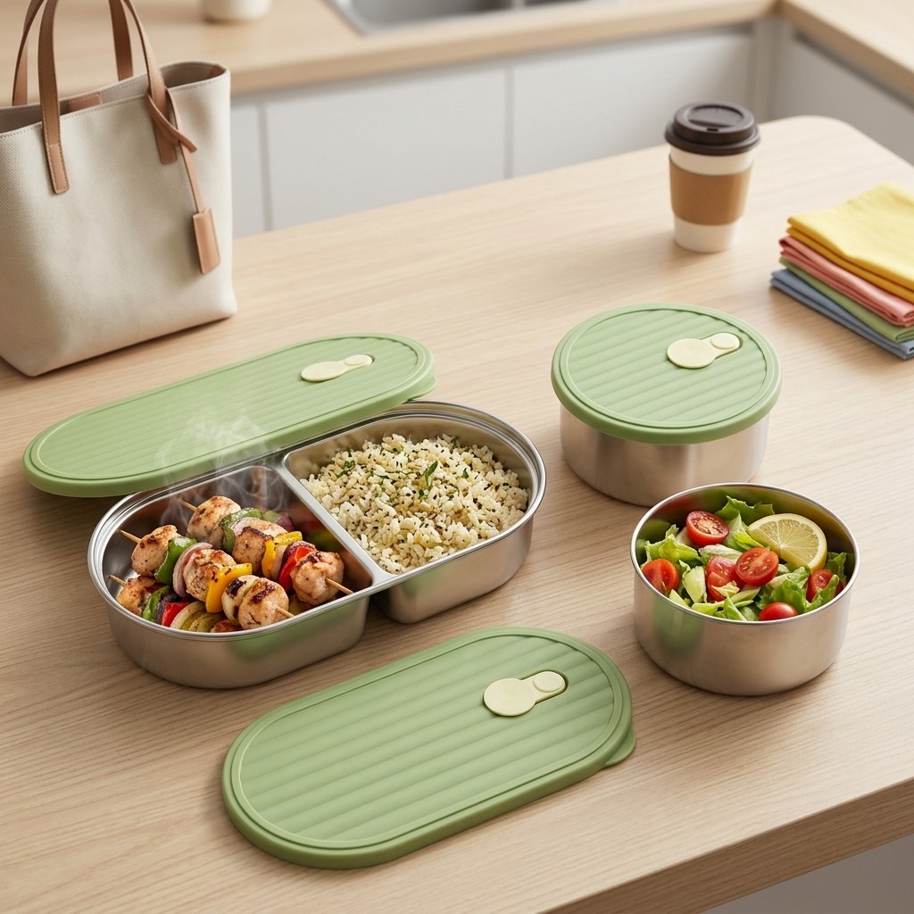 Meal Prep Lunch Boxes - Microwavable 304 Stainless Steel Lunch Box