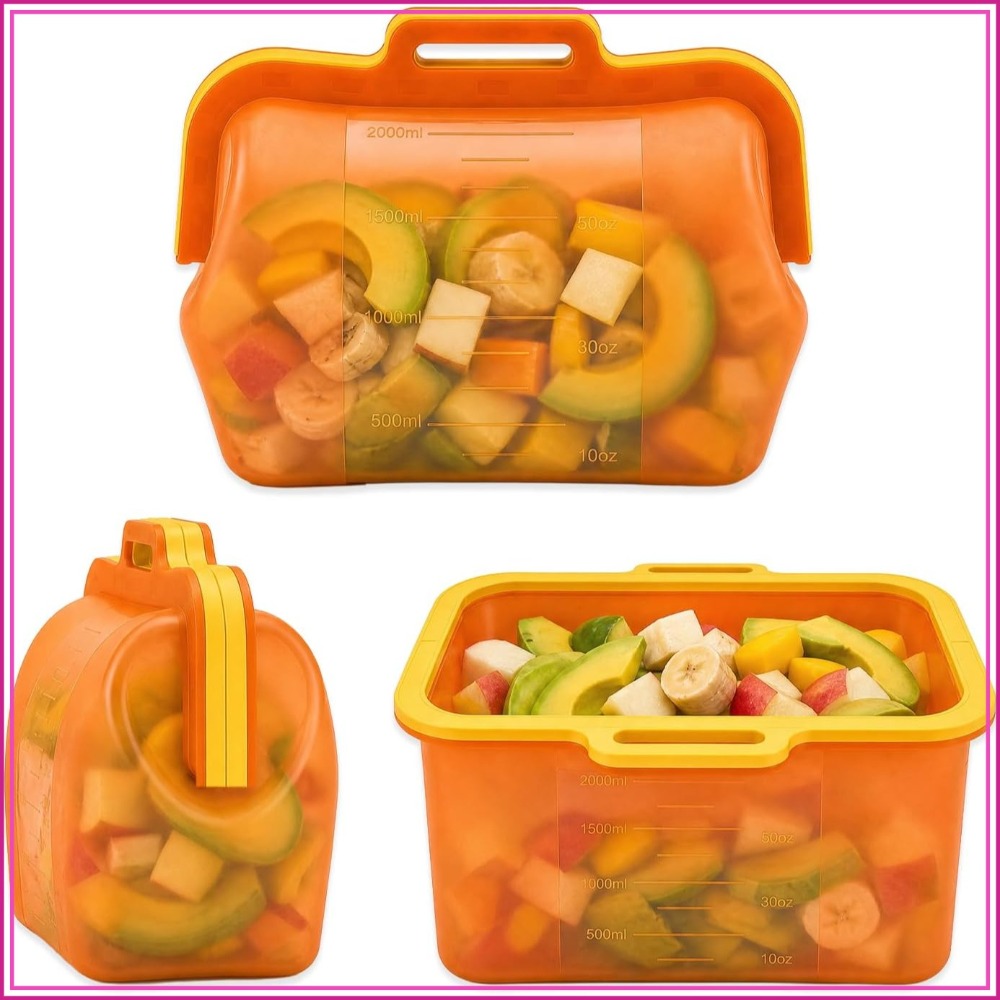 Meal Prep Freezer - Reusable Silicone Food Storage Bags, Stand