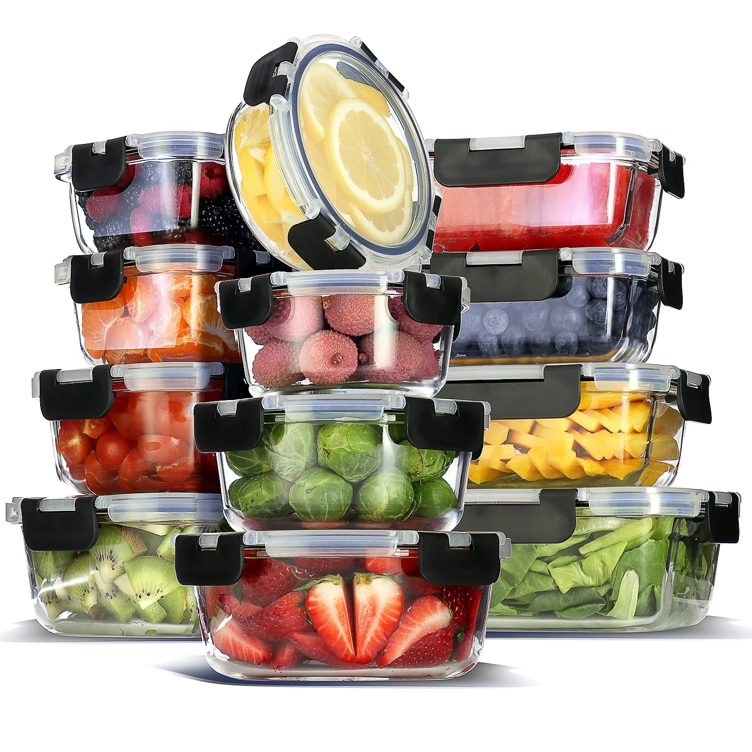 Meal Prep Containers - Glass Food Storage Containers with Lids,