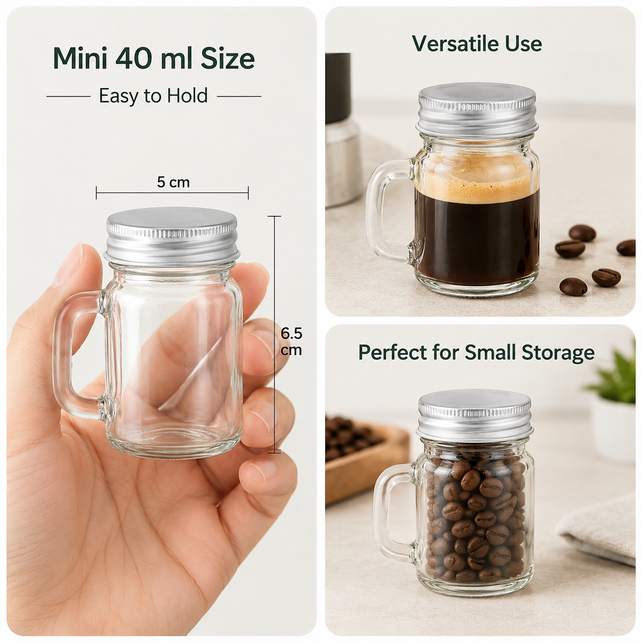 40ml Mini Glass Jar with Handl - Meal Prep Juice Bottles avis et prix