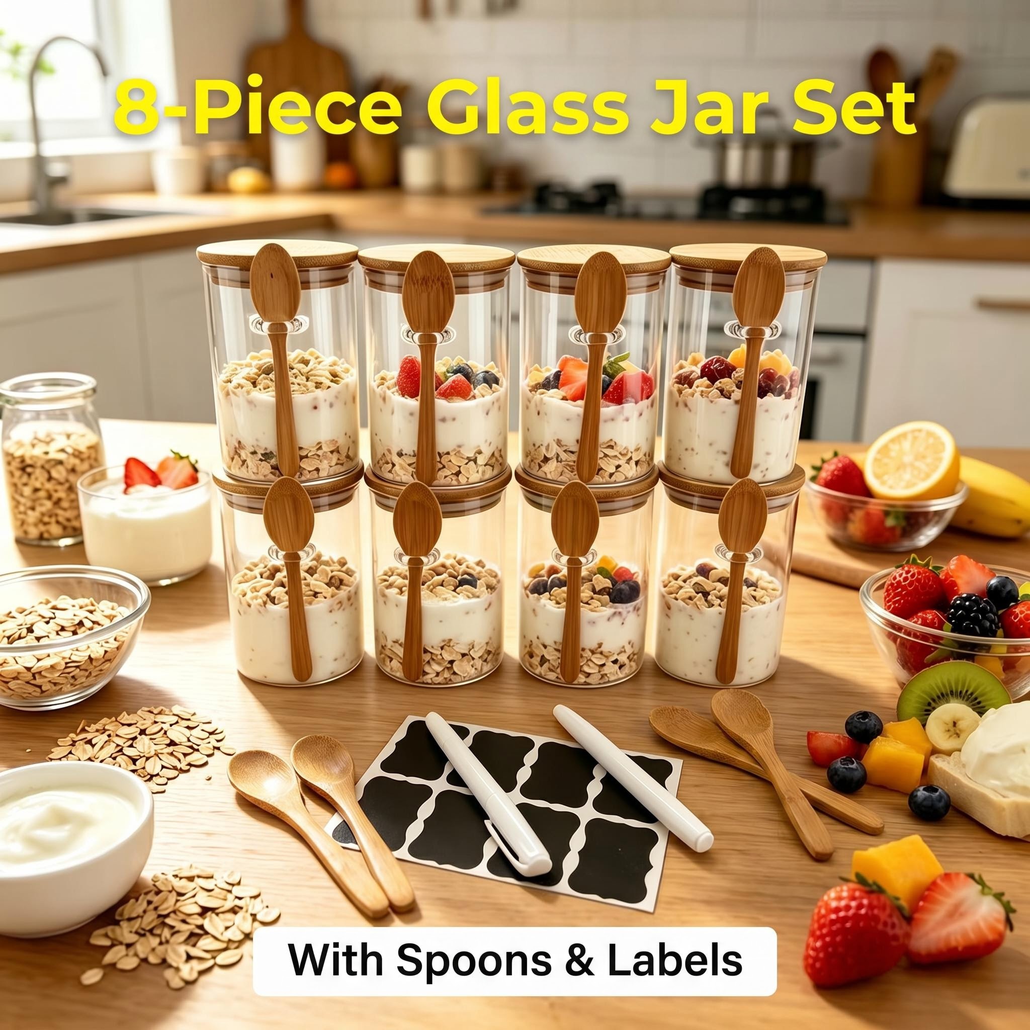 8 Pack Overnight Oats Glass Ja - Meal Prep Yogurt Cups avis et prix