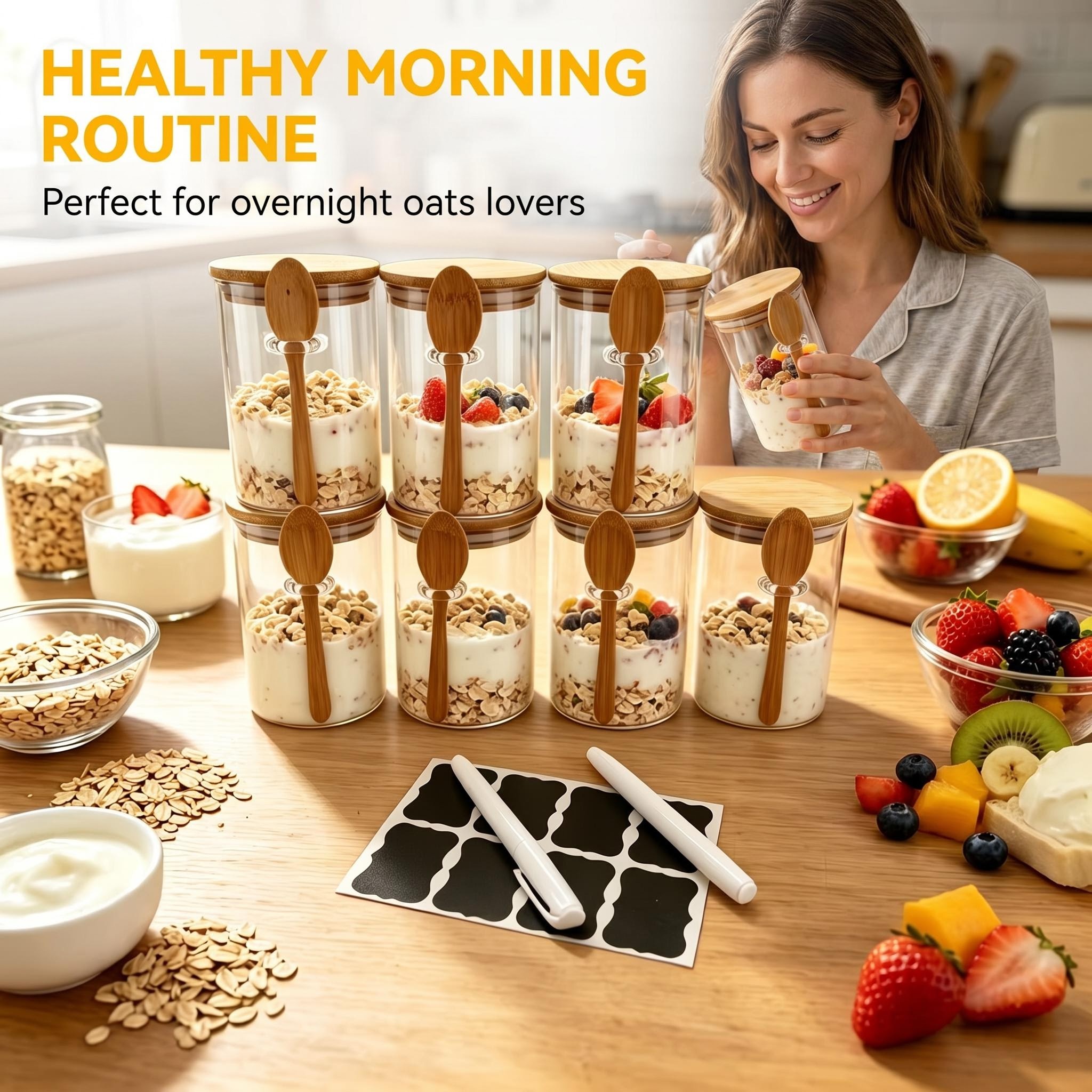 8 Pack Overnight Oats Glass Ja - Meal Prep Yogurt Cups avis et prix