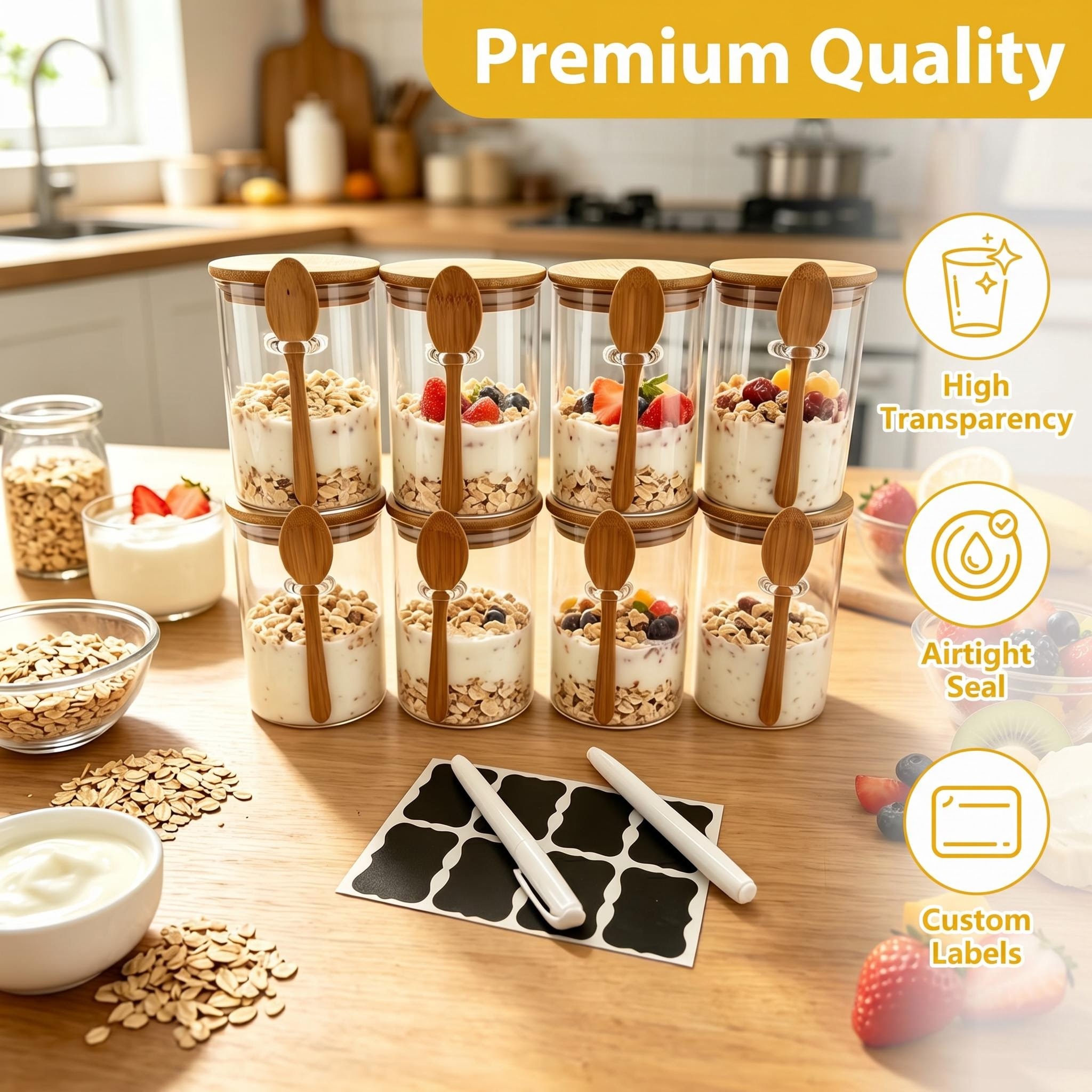 8 Pack Overnight Oats Glass Ja - Meal Prep Yogurt Cups avis et prix