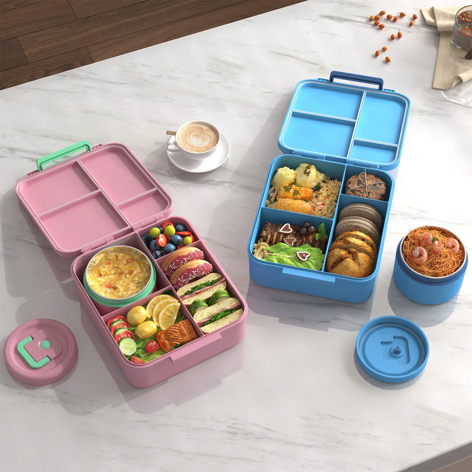Kids Bento Lunch Box with 4 Co - Meal Prep Lunch Boxes avis et prix