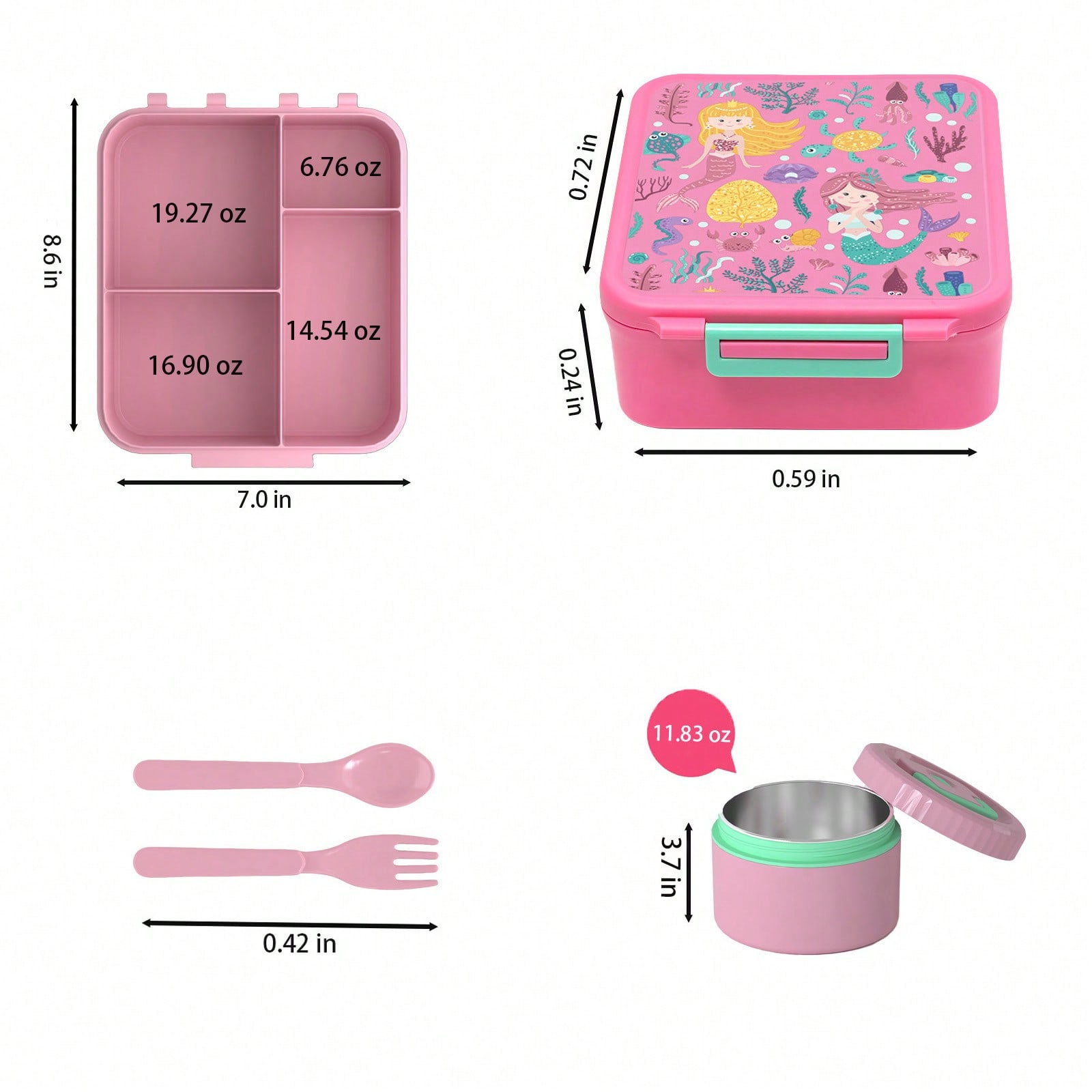 Kids Bento Lunch Box with 4 Co - Meal Prep Lunch Boxes avis et prix