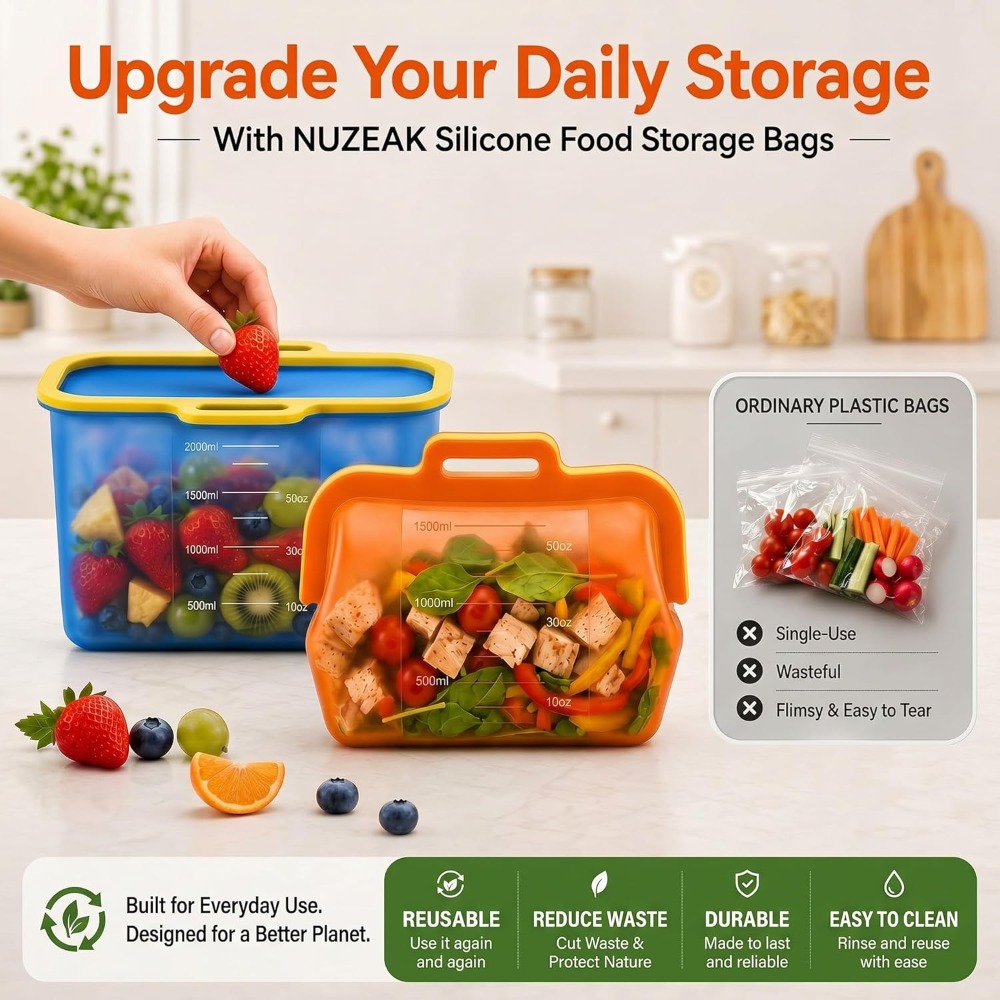 Reusable Silicone Food Storage - Meal Prep Freezer avis et prix