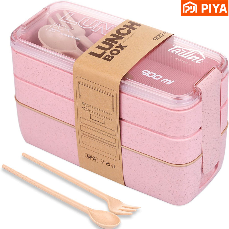 3-In-1 Compartment Wheat Straw - Meal Prep Lunch Boxes avis et prix