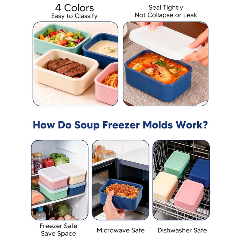 AB33-4-Pack Silicone Freezer M - Meal Prep Containers avis et prix