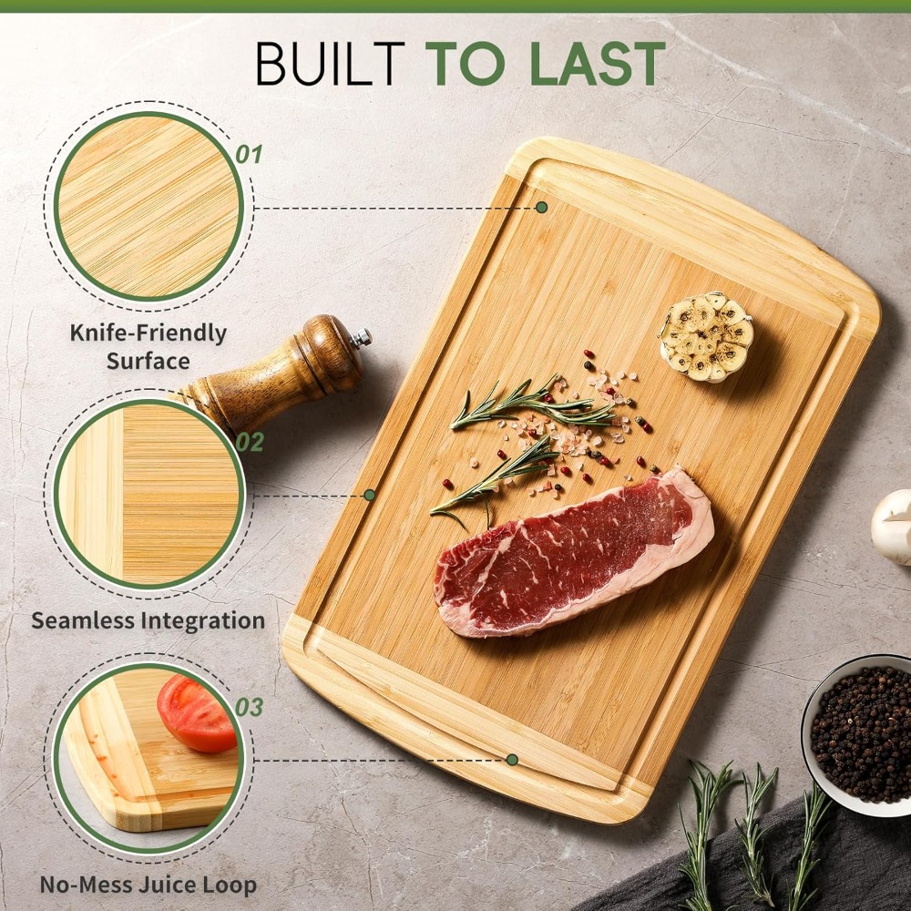 Large Wooden Cutting Board for - Meal Prep Organic avis et prix