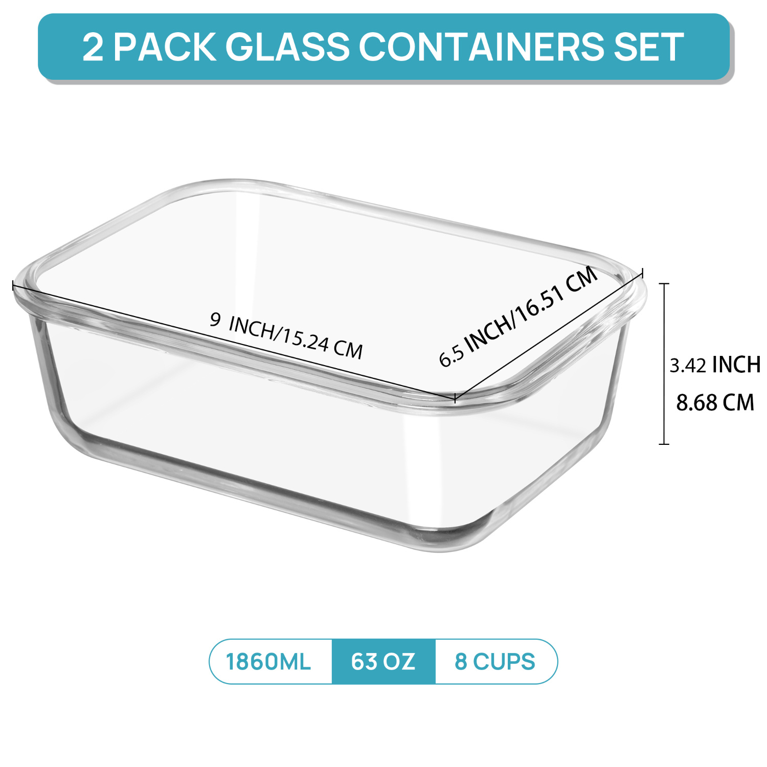 us2Pack 1860ml/ 63oz Large Gla - Meal Prep Freezer avis et prix