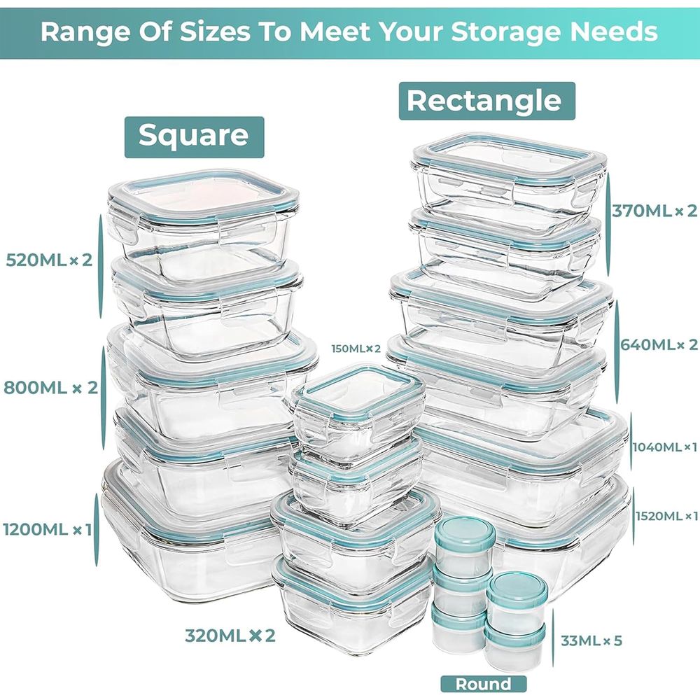 Pc Set Glass Food Storage Cont - Meal Prep Containers avis et prix
