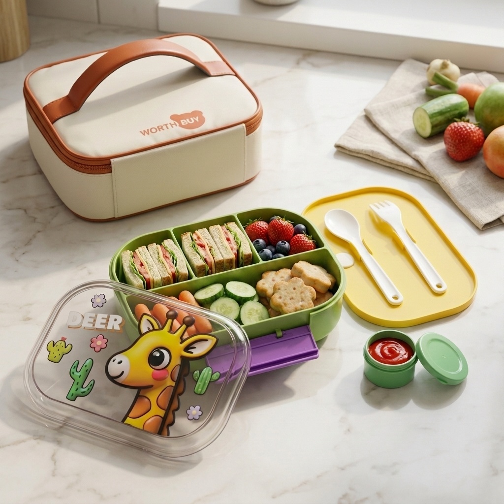 Cute Kids Bento Box 4 Compartm - Meal Prep Lunch Boxes avis et prix
