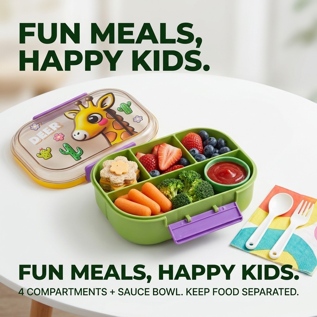 Cute Kids Bento Box 4 Compartm - Meal Prep Lunch Boxes avis et prix
